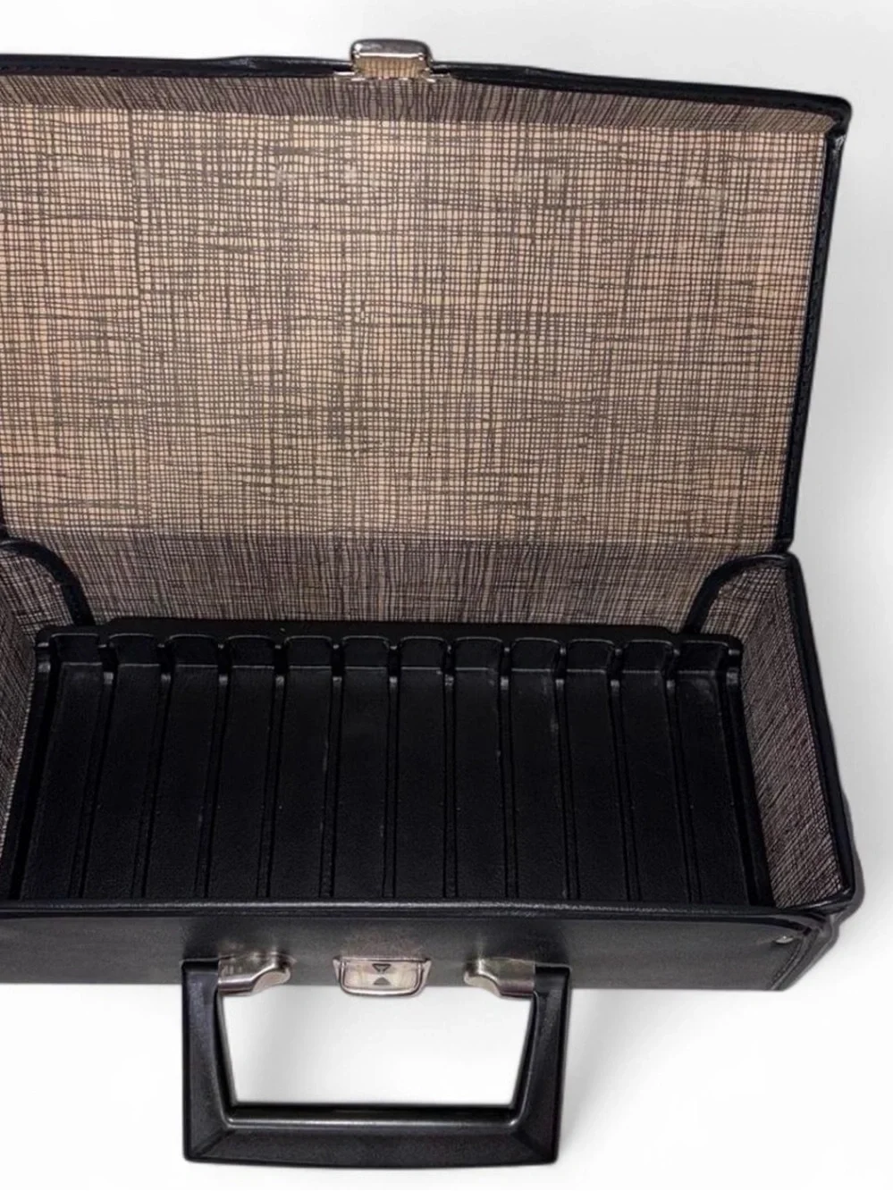 Black Leather cassette case with Silver Hardware
